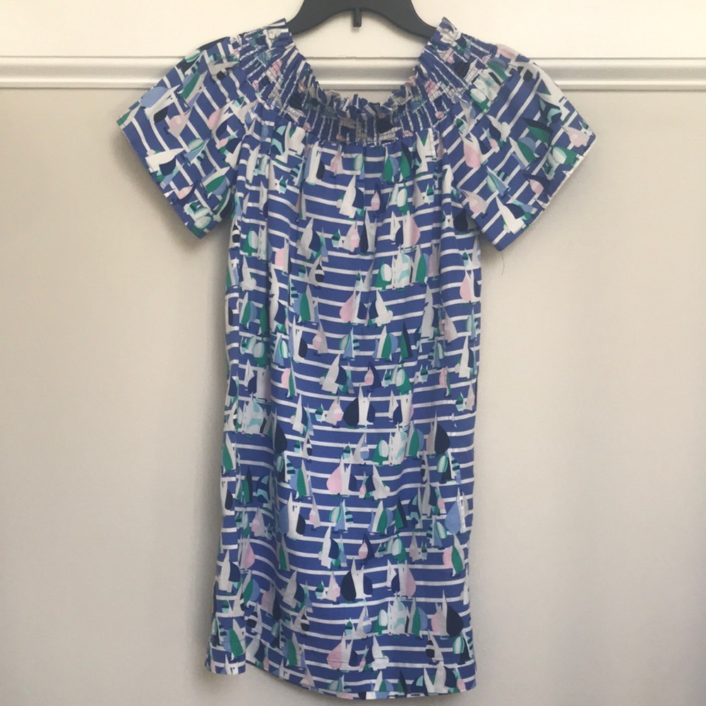Vineyard Vines XS EUC Dress, off the shoulder, sailboat print